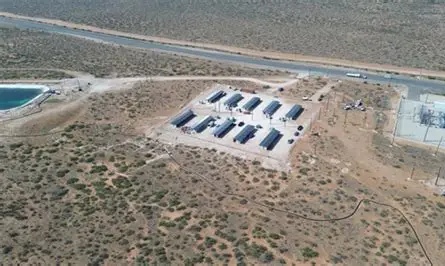 A bustling mining farm in action, showcasing rows of powerful rigs that exemplify affordable US colocation setups