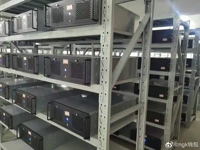 Vast Bitcoin mining farm with rows of mining rigs